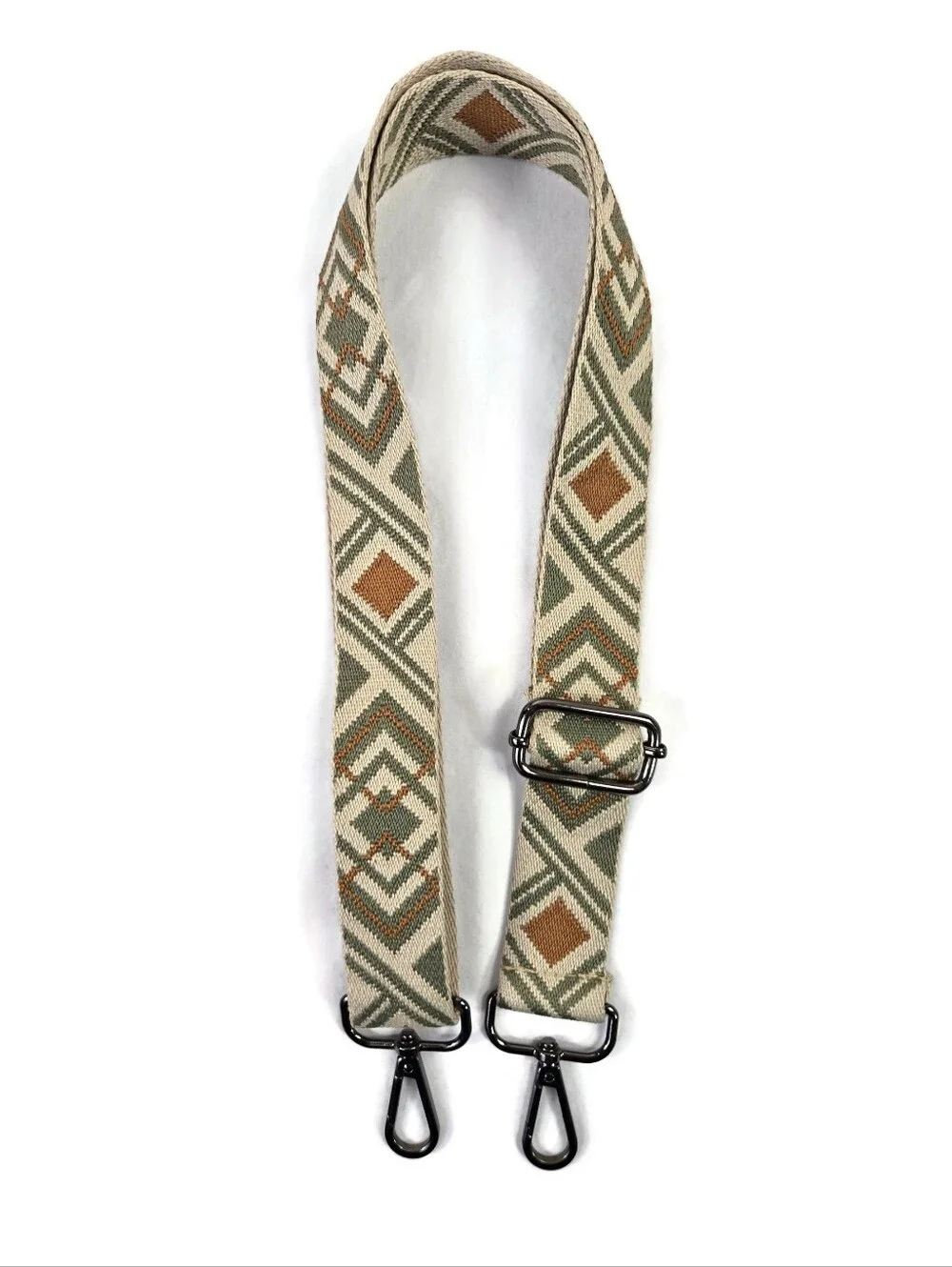 Boho Sage Green Rust Geometric Woven Replacement Adjustable Purse Strap NWOT